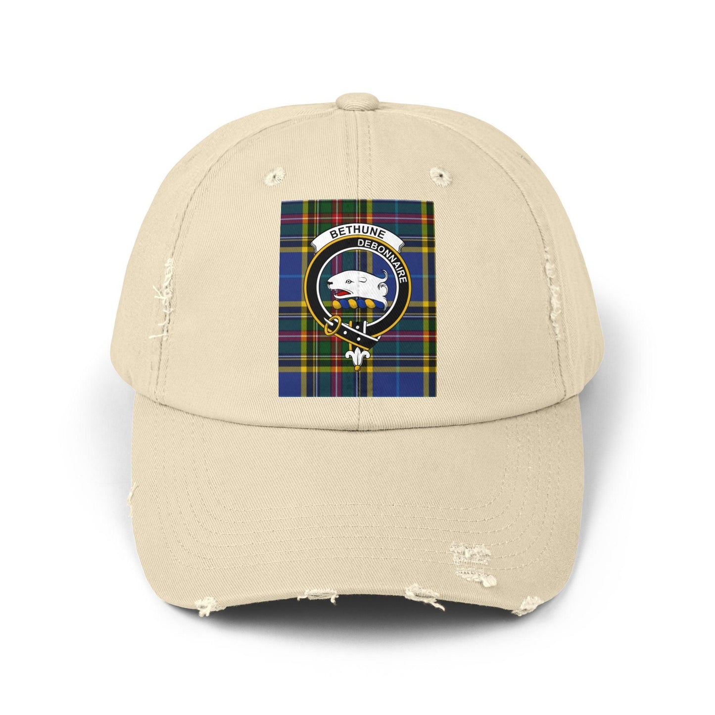 Bethune Crest Plaid Design Baseball Cap - Celtic Ancestry Gifts
