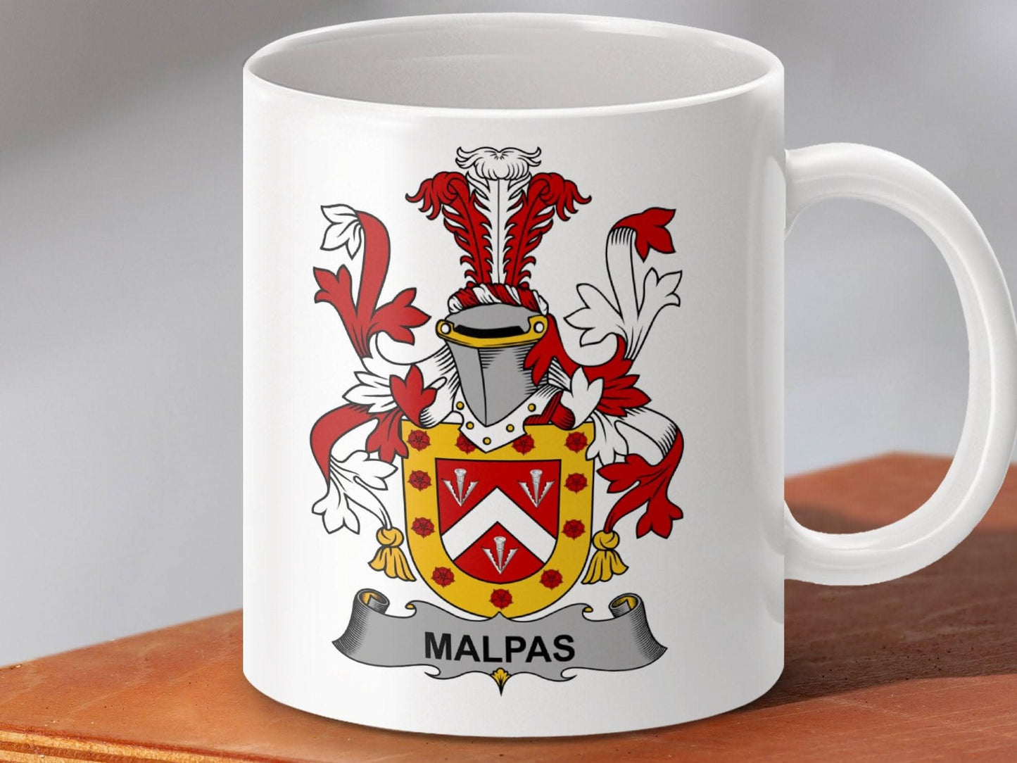Malpas Surname Irish Family Crest Mug - Celtic Ancestry Gifts