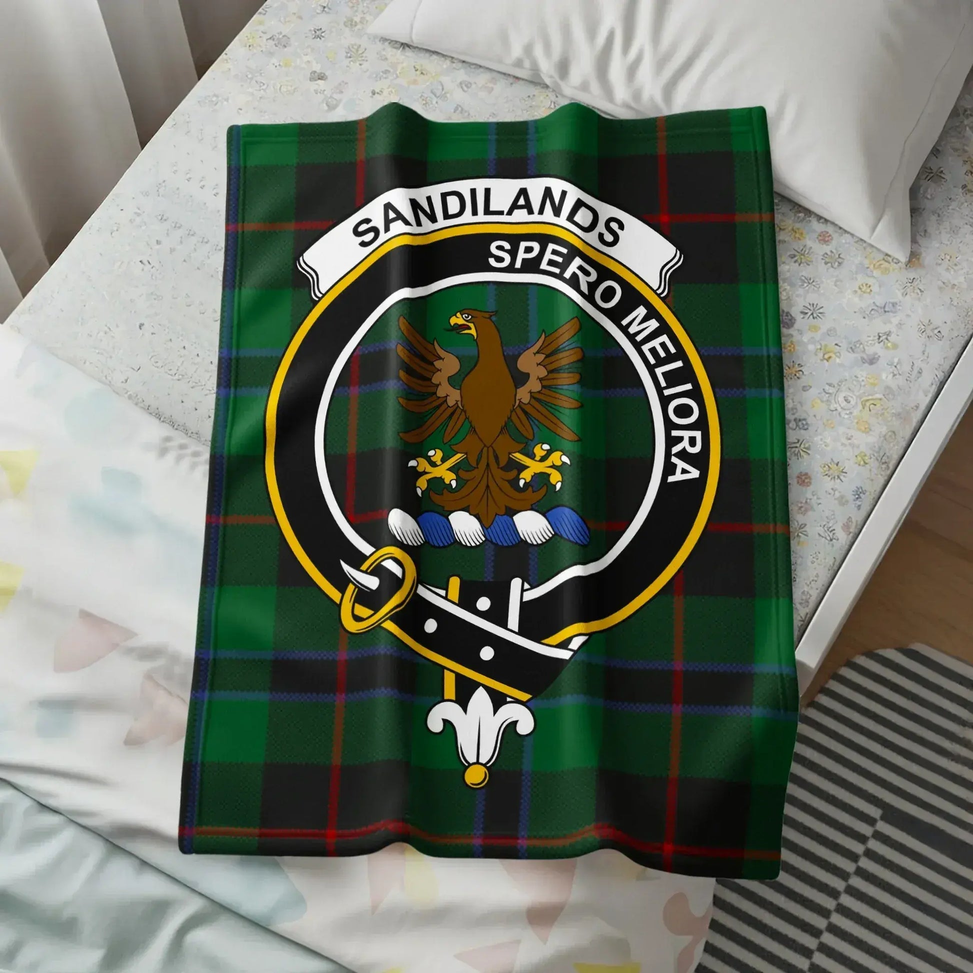 Sandilands Spero Meliora Emblem Green Tartan Blanket product