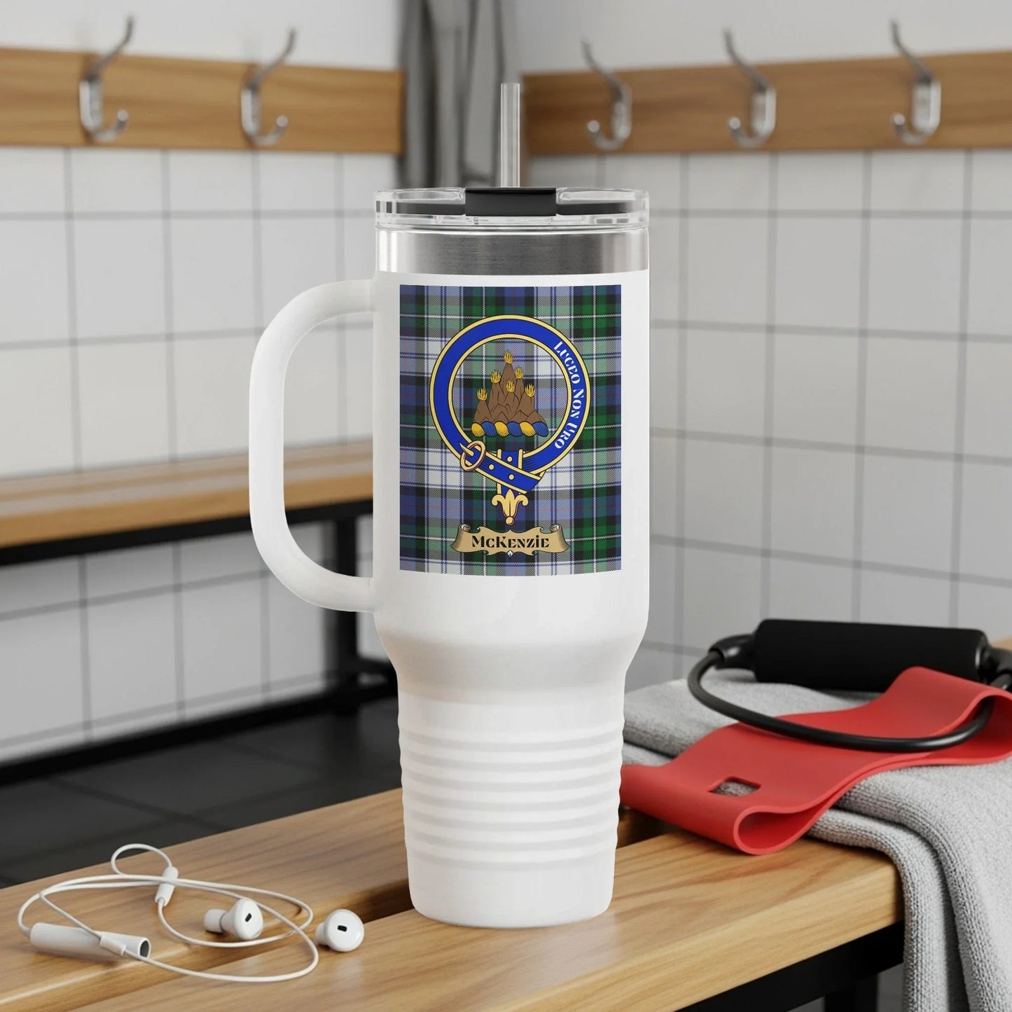 Tartan Mackenzie Badge White Travel Mug product