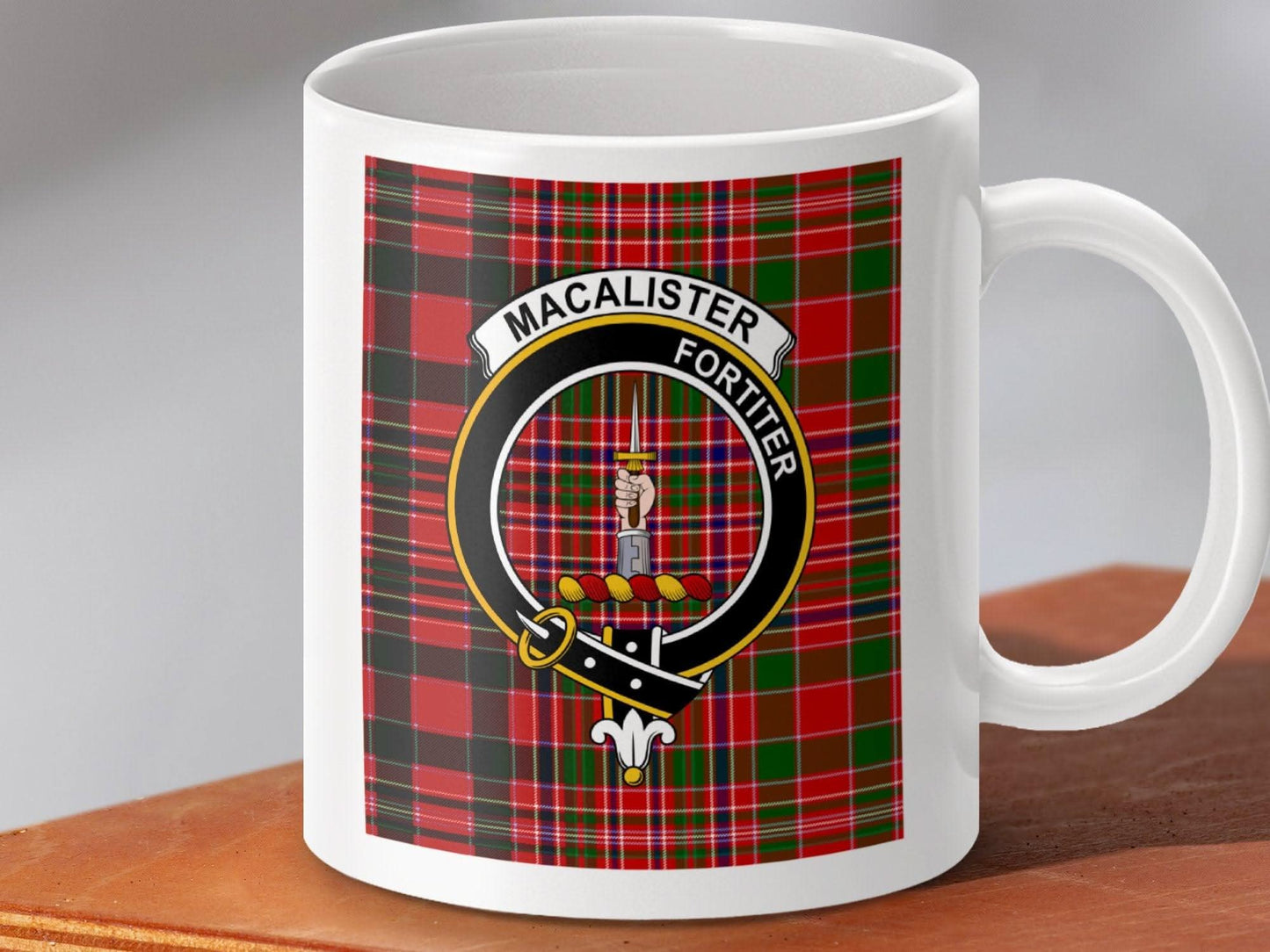 Macalister Fortiter Red Plaid Clan Personalized Mug product