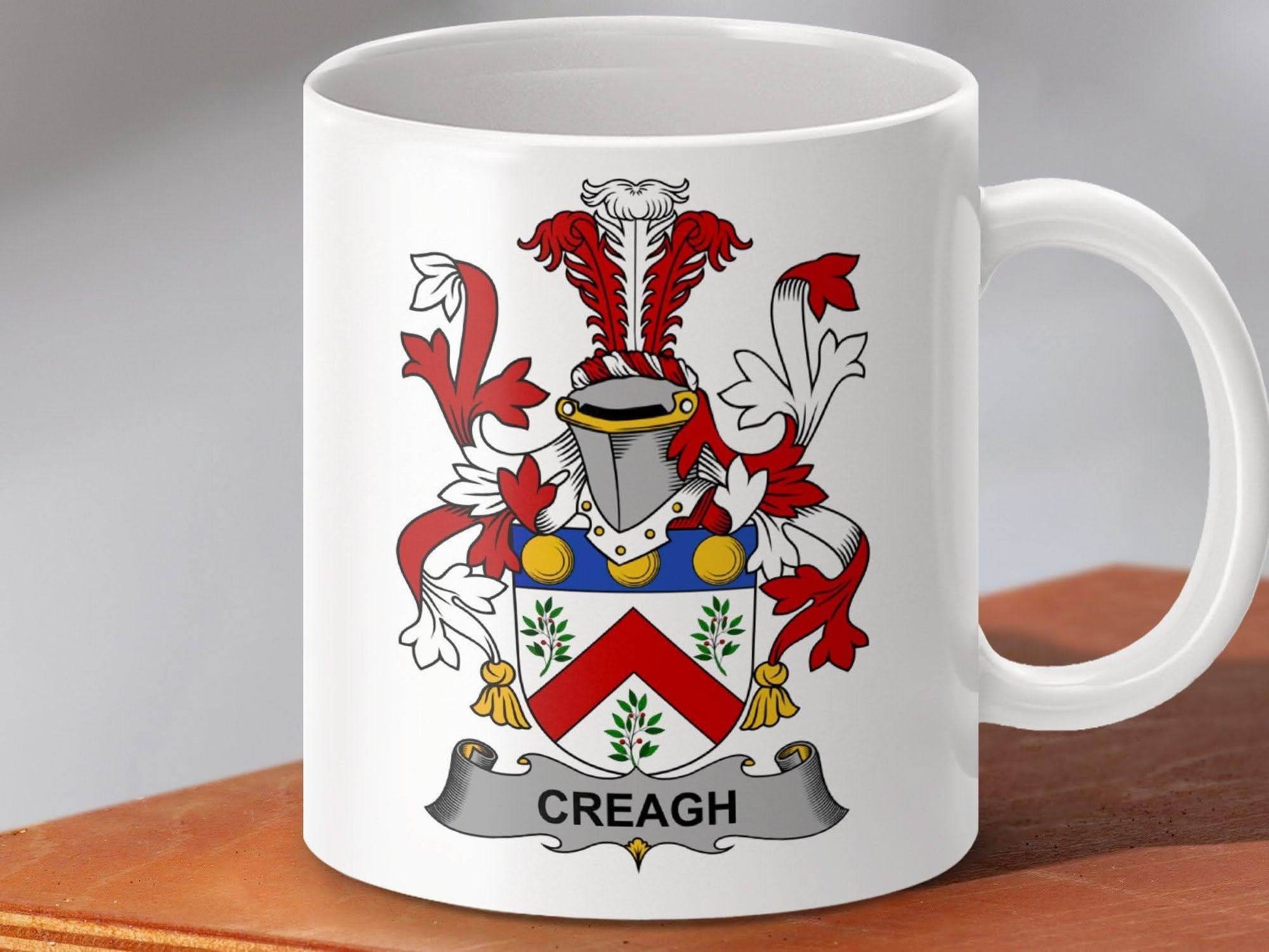 Creagh Surname Irish Family Crest Mug - Celtic Ancestry Gifts