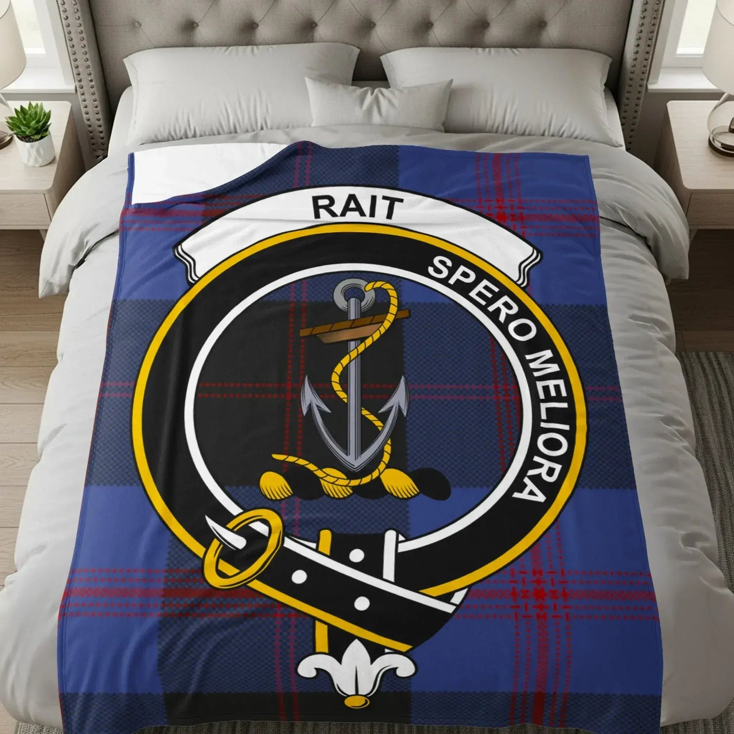 Rait Clan Crest Scottish Tartan Blanket