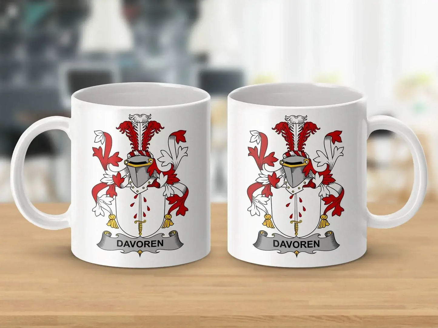 Davoren Surname Irish Family Crest Mug - Celtic Ancestry Gifts