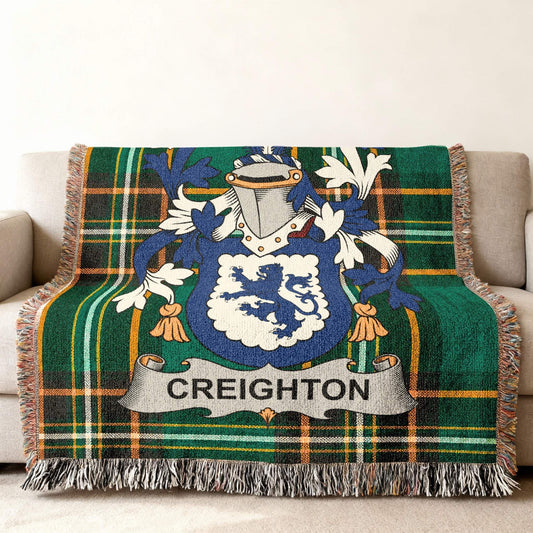Creighton Blue Lion Plaid Fringed Throw Blanket product type