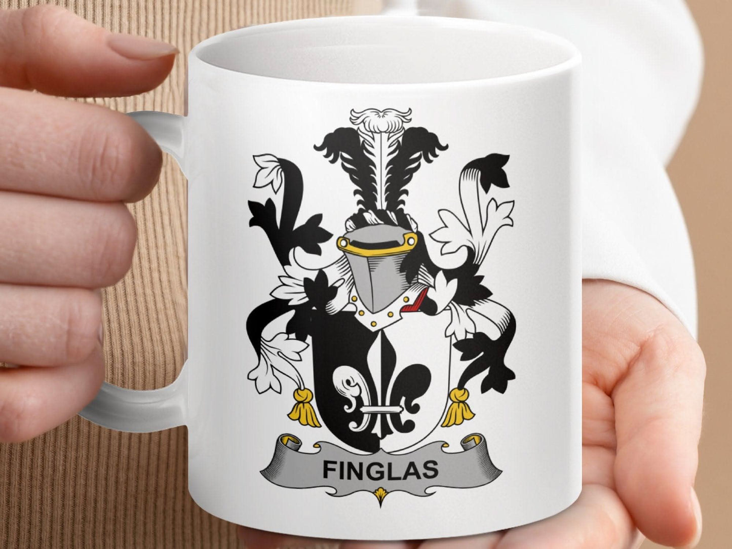 Finglas Surname Irish Family Crest Mug - Celtic Ancestry Gifts