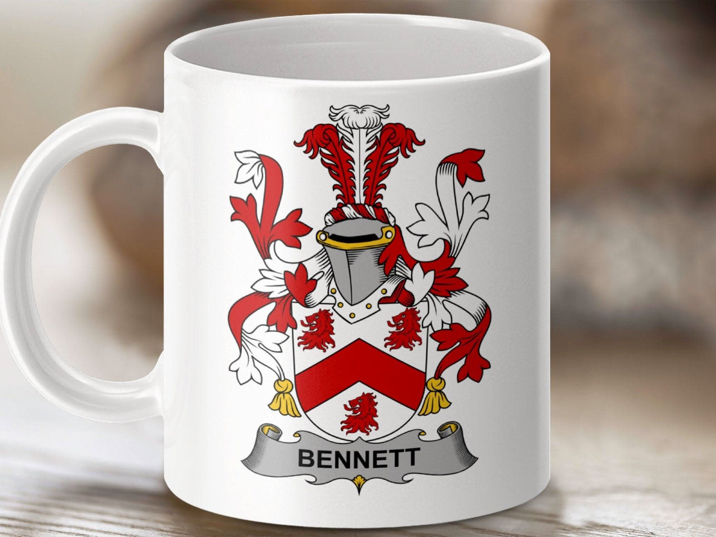Bennett Family Crest Coat of Arms Heritage Mug - Celtic Ancestry Gifts