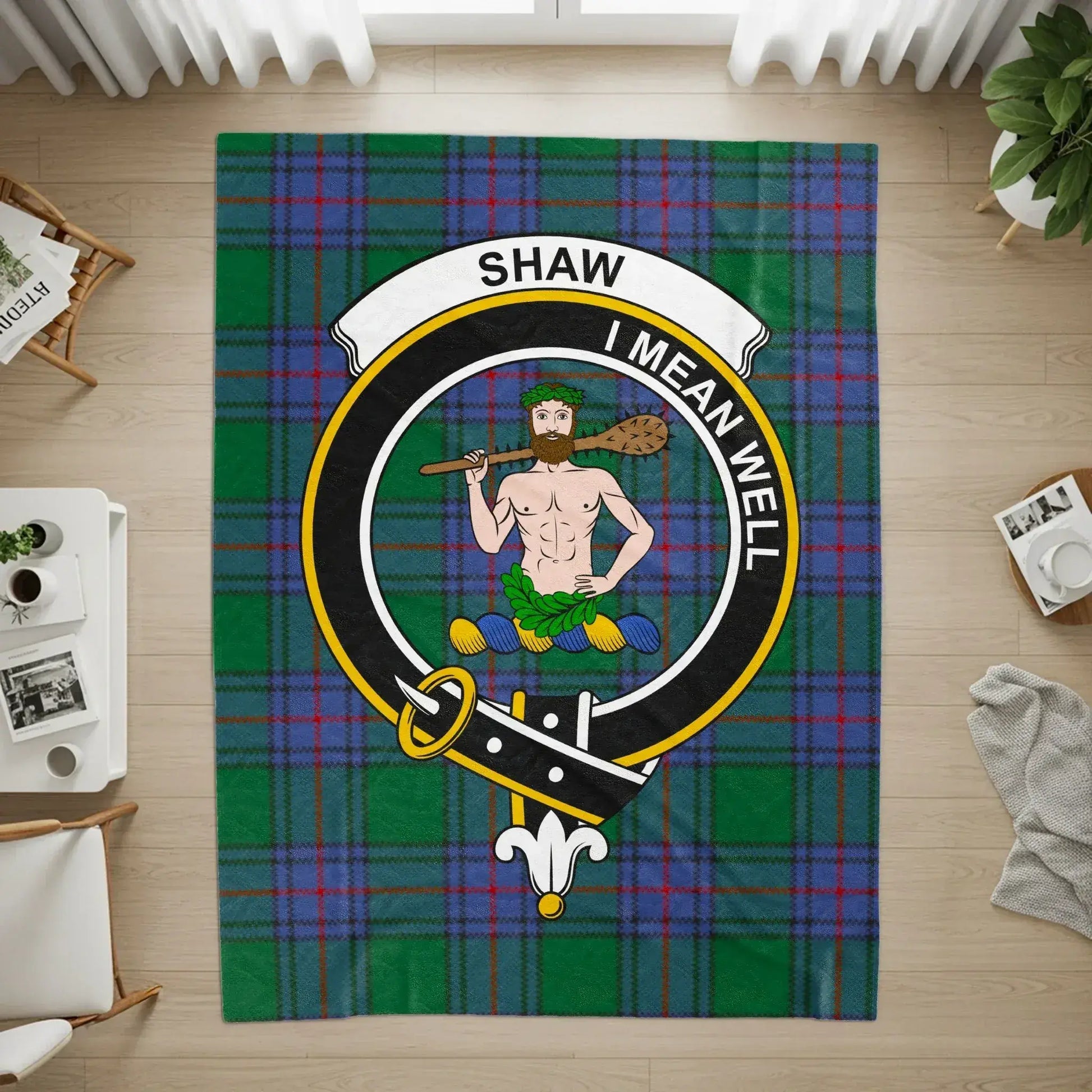 Shaw Tartan Design with Crest Insignia Rug product