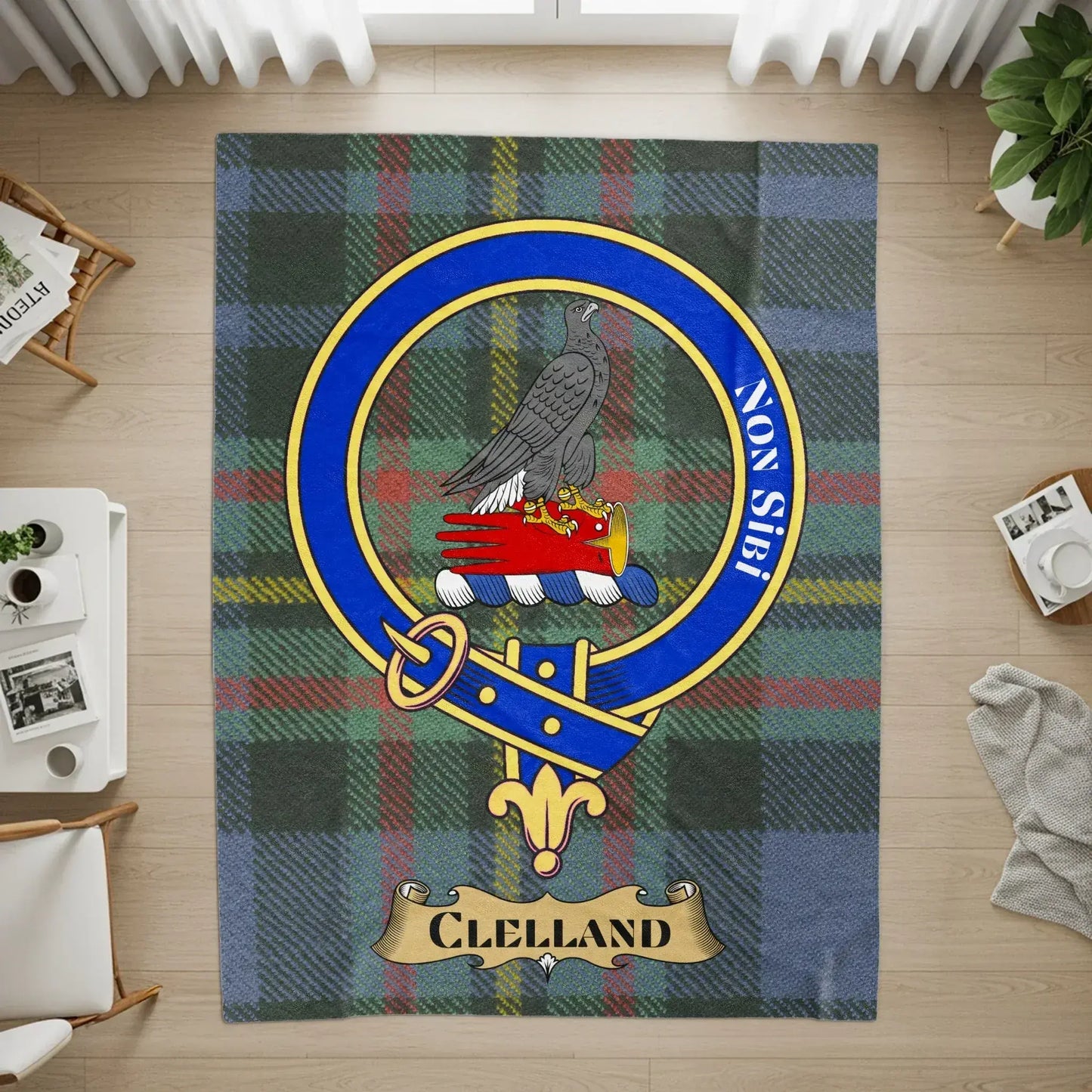 Clelland Scottish Clan Tartan Crest Rug product