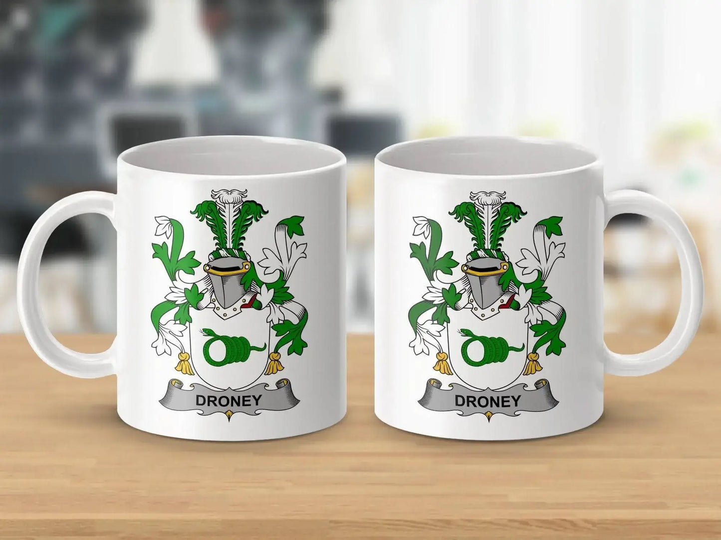 Droney Surname Irish Family Crest Mug - Celtic Ancestry Gifts