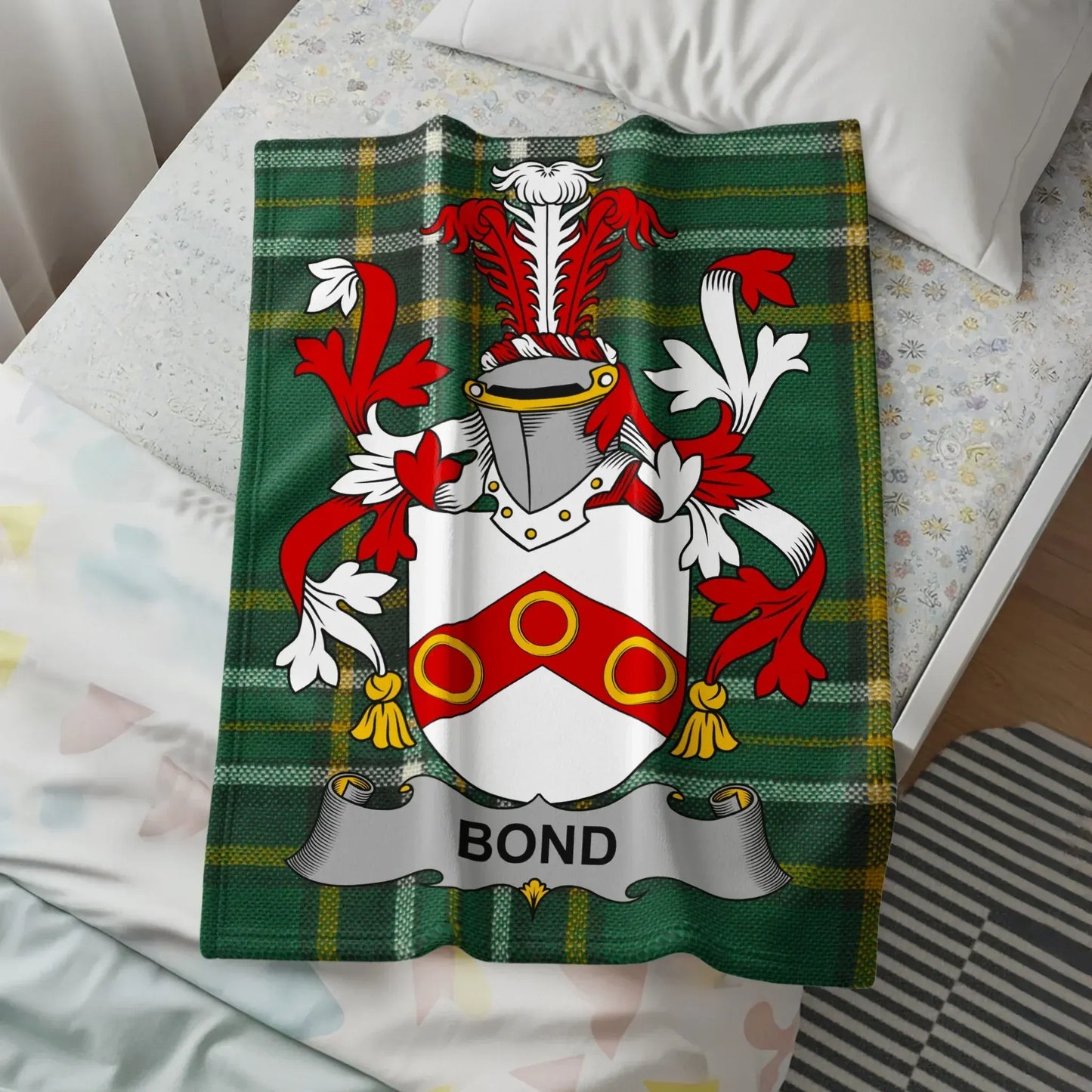 Custom Bond Family Crest Tartan Throw Blanket product