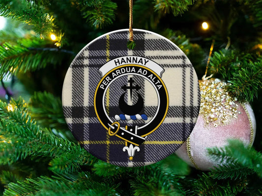 Hannay Per Ardua Ad Alta Plaid Round Ornament product type