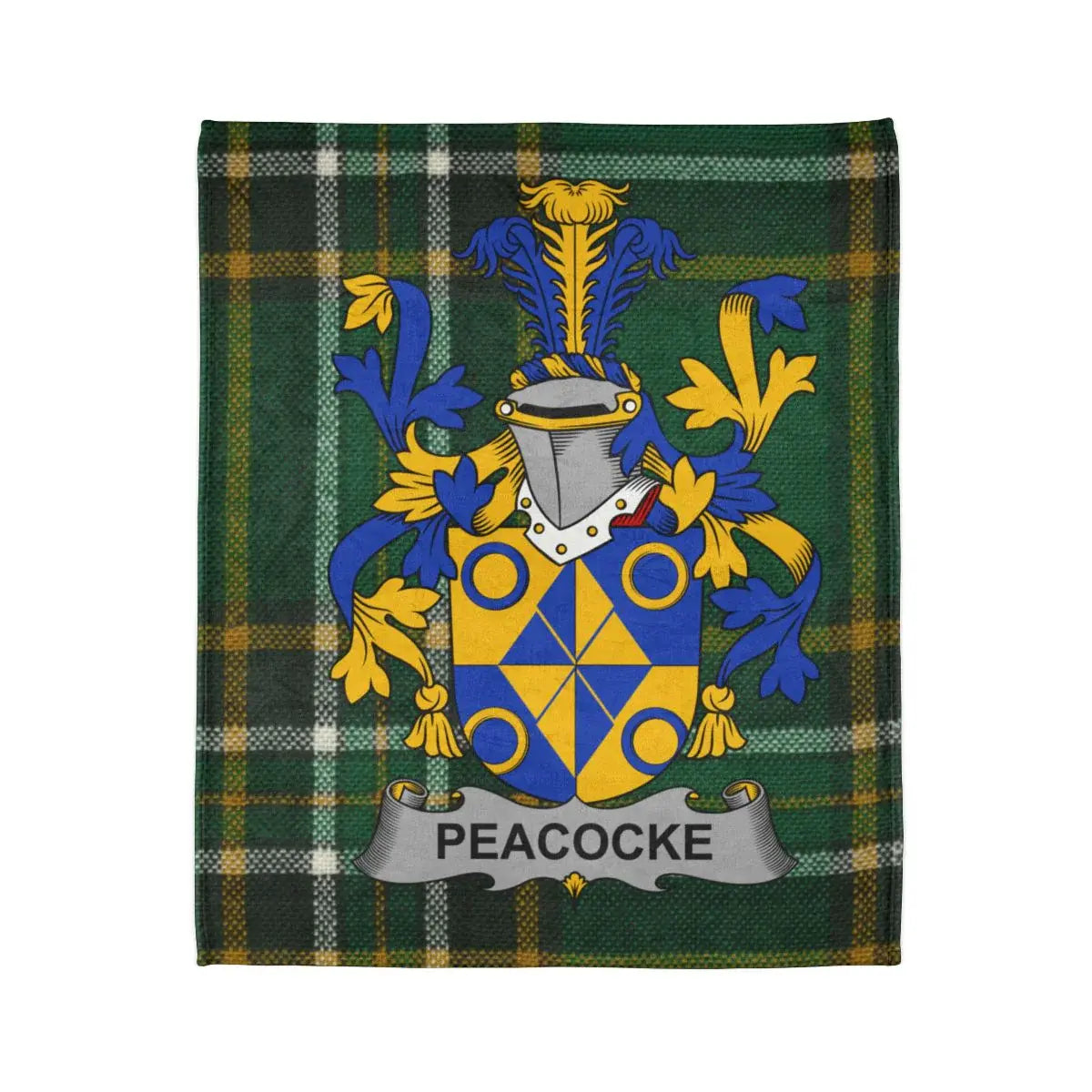 Peacocke Family Crest Plaid Background Blanket product type