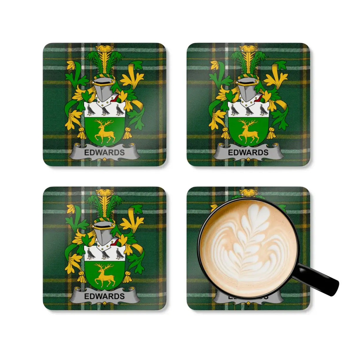 Green Family Crest Coasters Set of Four product