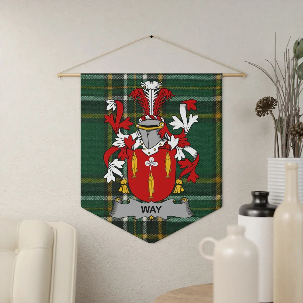 Way Family Coat of Arms Plaid Tapestry Wall Product