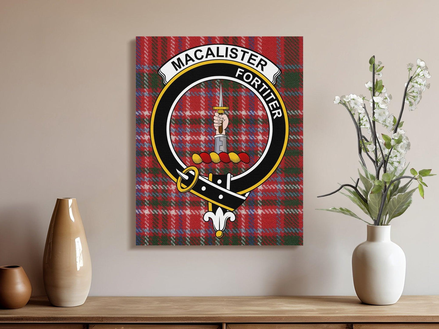 Macalister Fortiter Clan Crest Canvas print product