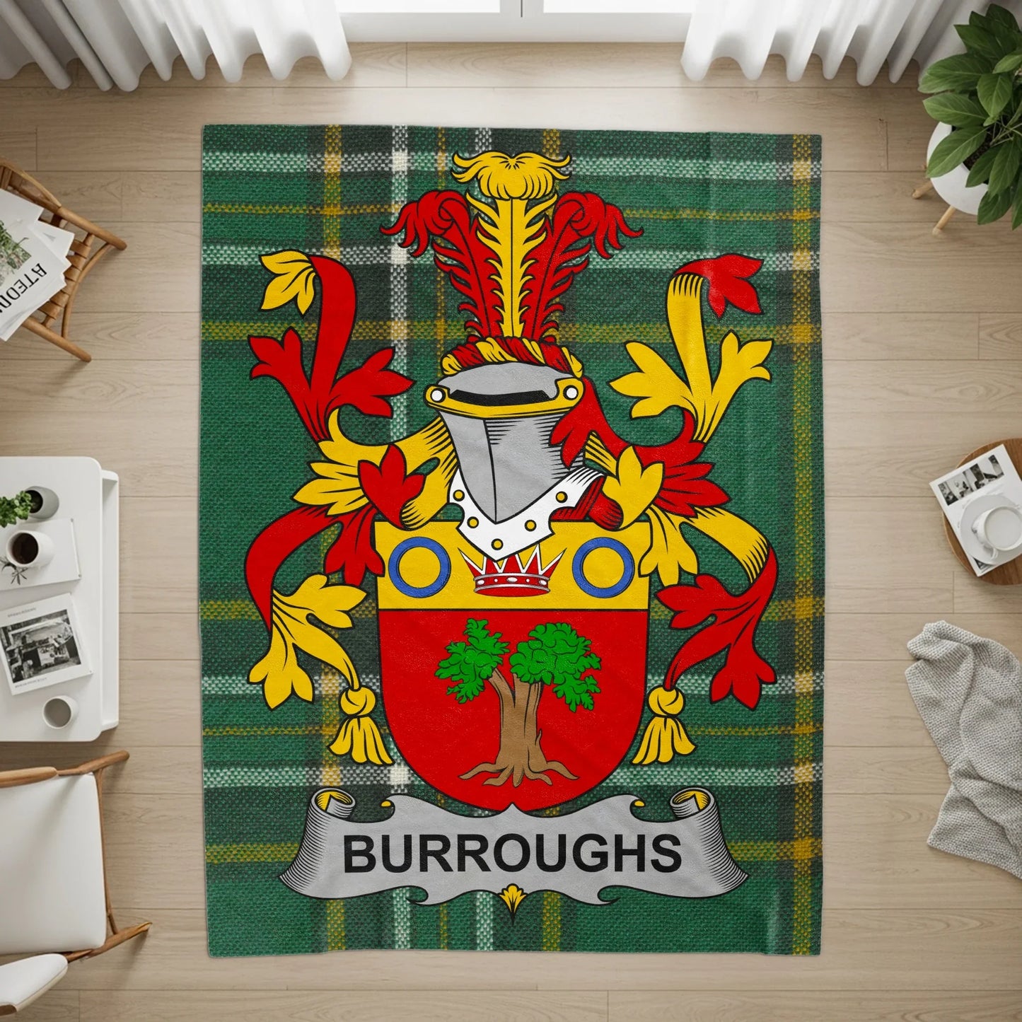 Burroughs Family Crest Tartan Plaid Rug product