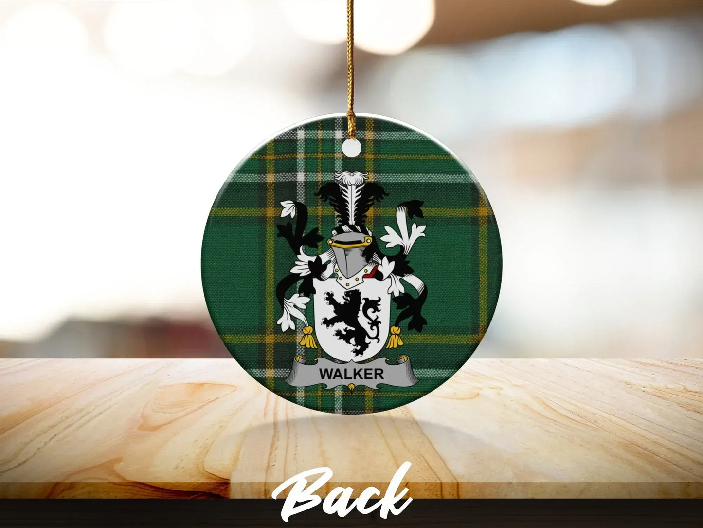 Walker Family Crest Green Plaid Round Ornament product