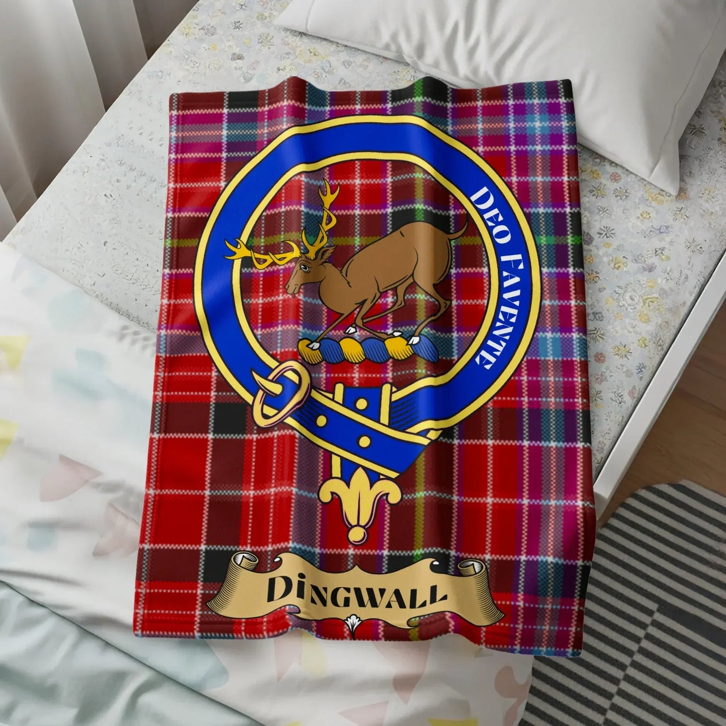 Dingwall Tartan Blanket with Clan Crest product