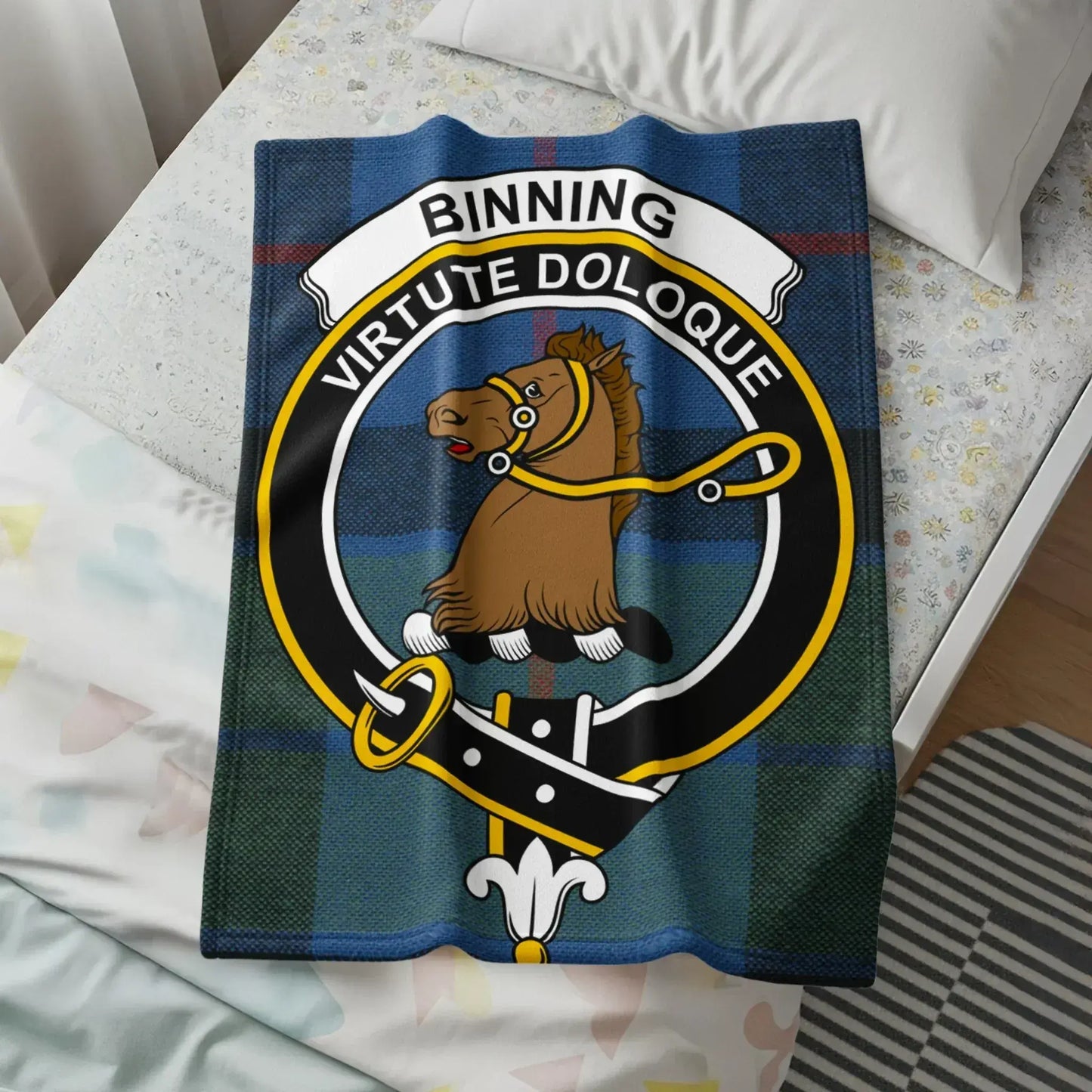 Binning Virtute Doloque Crest Emblem Design Blanket Product