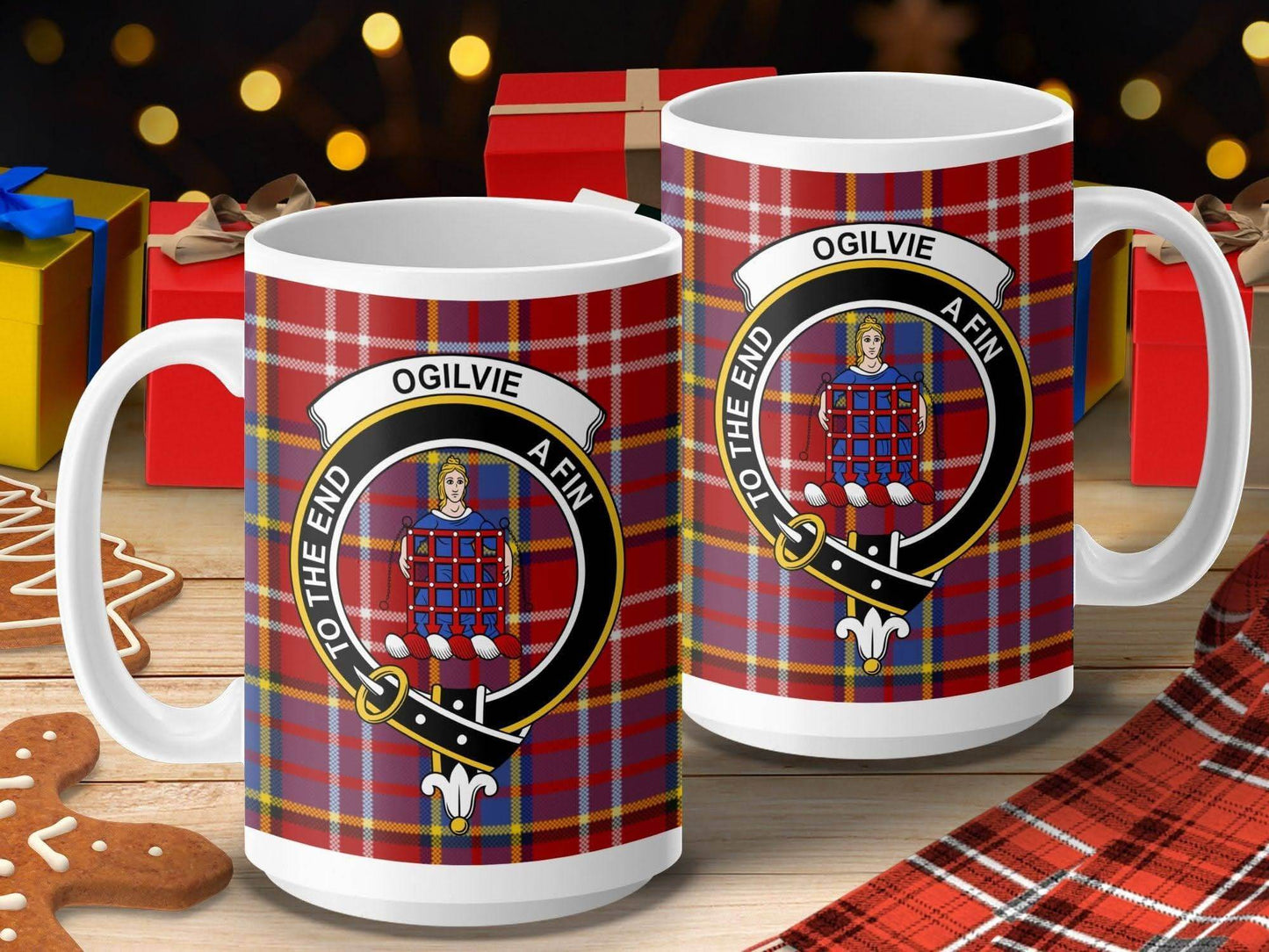 Clan Ogilvie Crest Plaid Design Ceramic Mug product type
