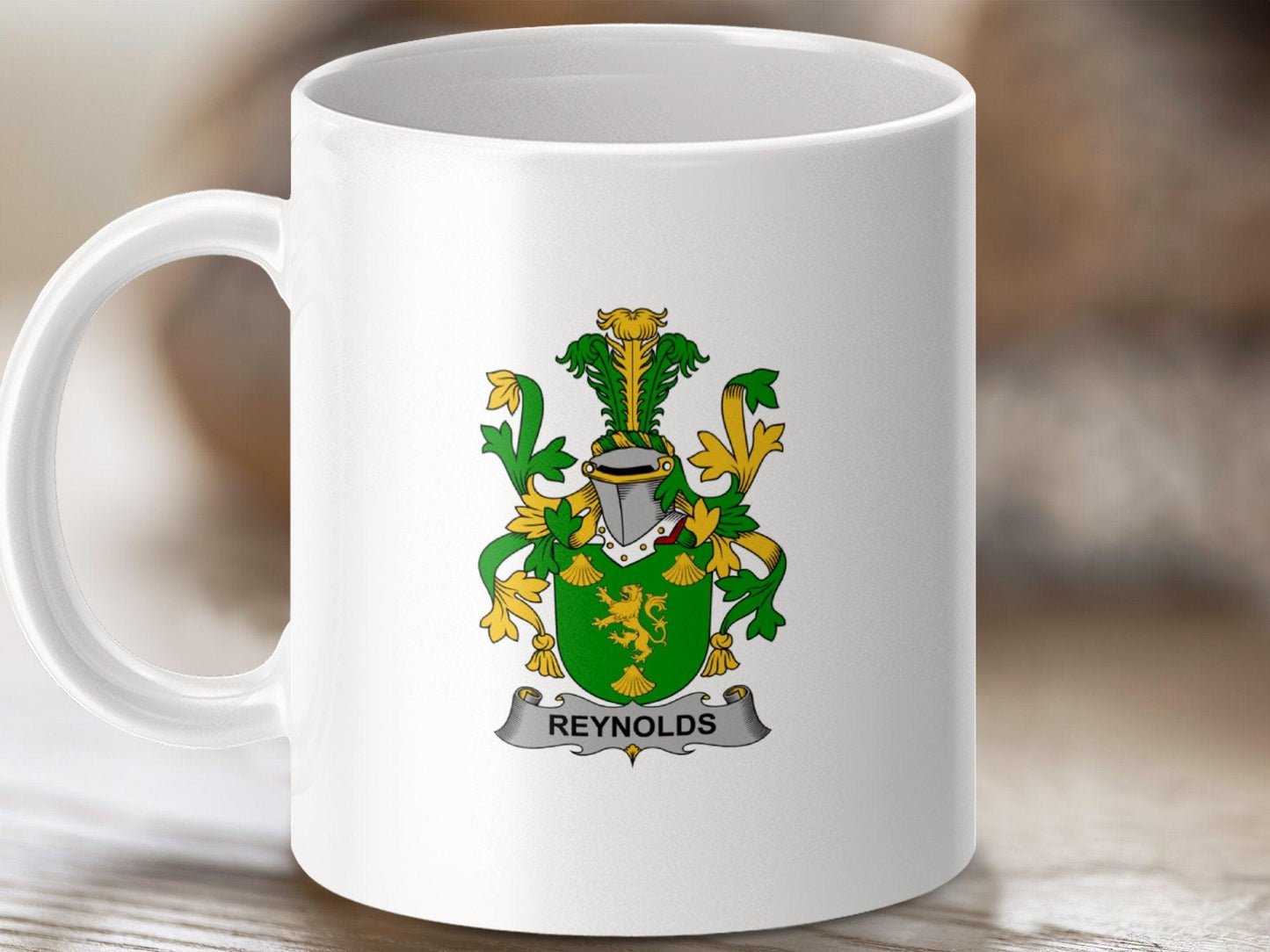 Reynolds Family Crest Coat of Arms Design Mug - Celtic Ancestry Gifts