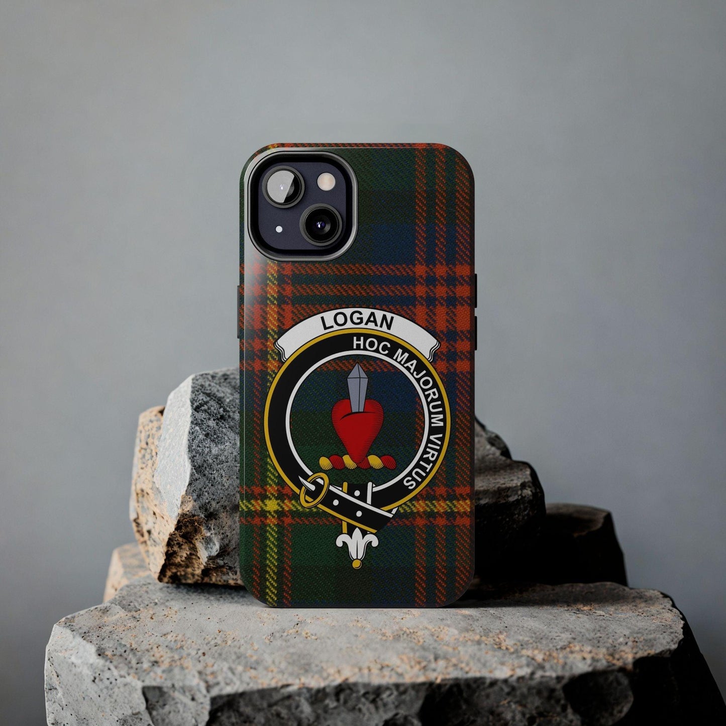 Logan Scottish Clan Crest Tartan Background Cell Phone Case - Celtic Ancestry Gifts