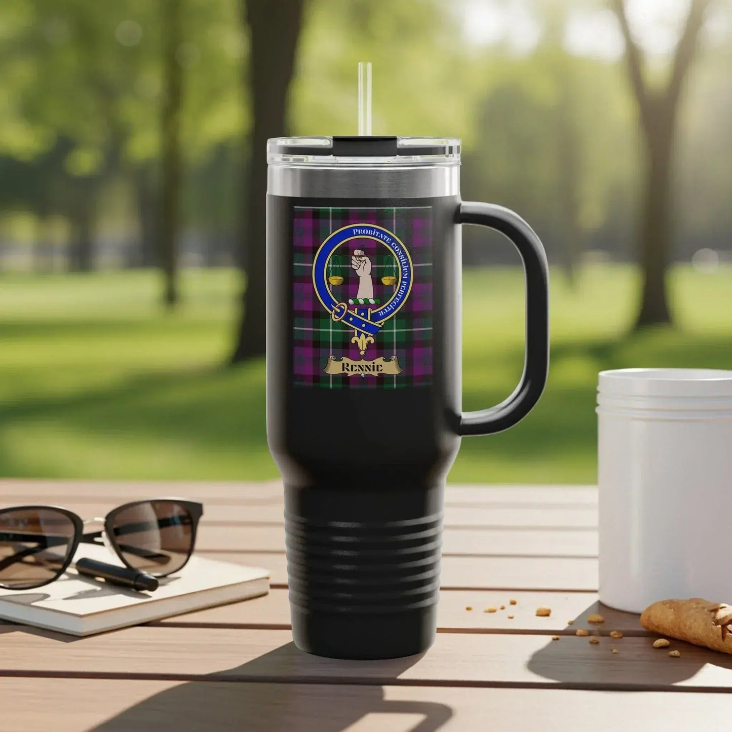 'Stylish Black Travel Mug with Handle and Lid product type'