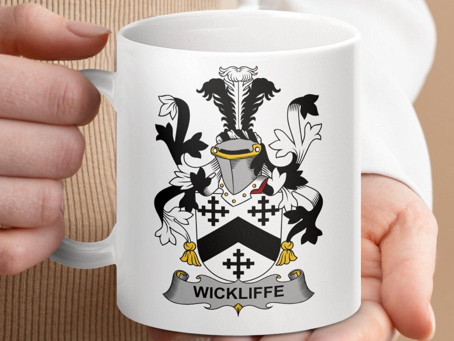 Wickliffe Family Crest Coat Of Arms Ceramic Mug - Celtic Ancestry Gifts