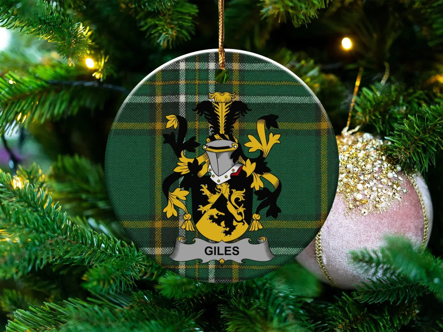 Family Crest Personalized Christmas Ornament product type