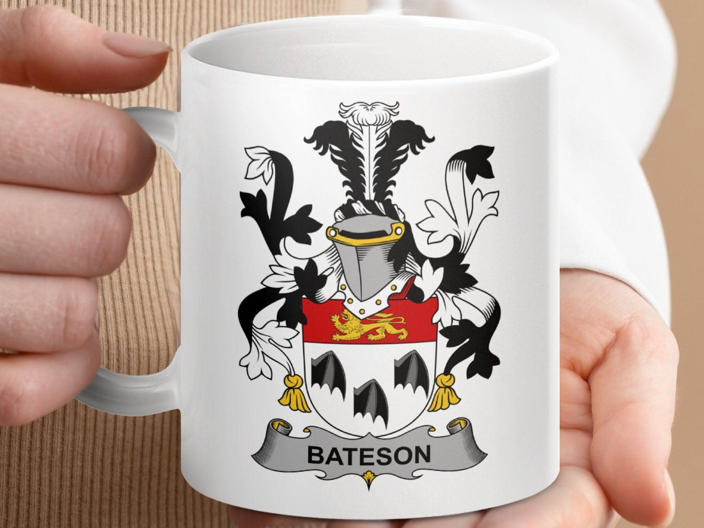 Bateson Surname Irish Family Crest Heraldry Mug - Celtic Ancestry Gifts