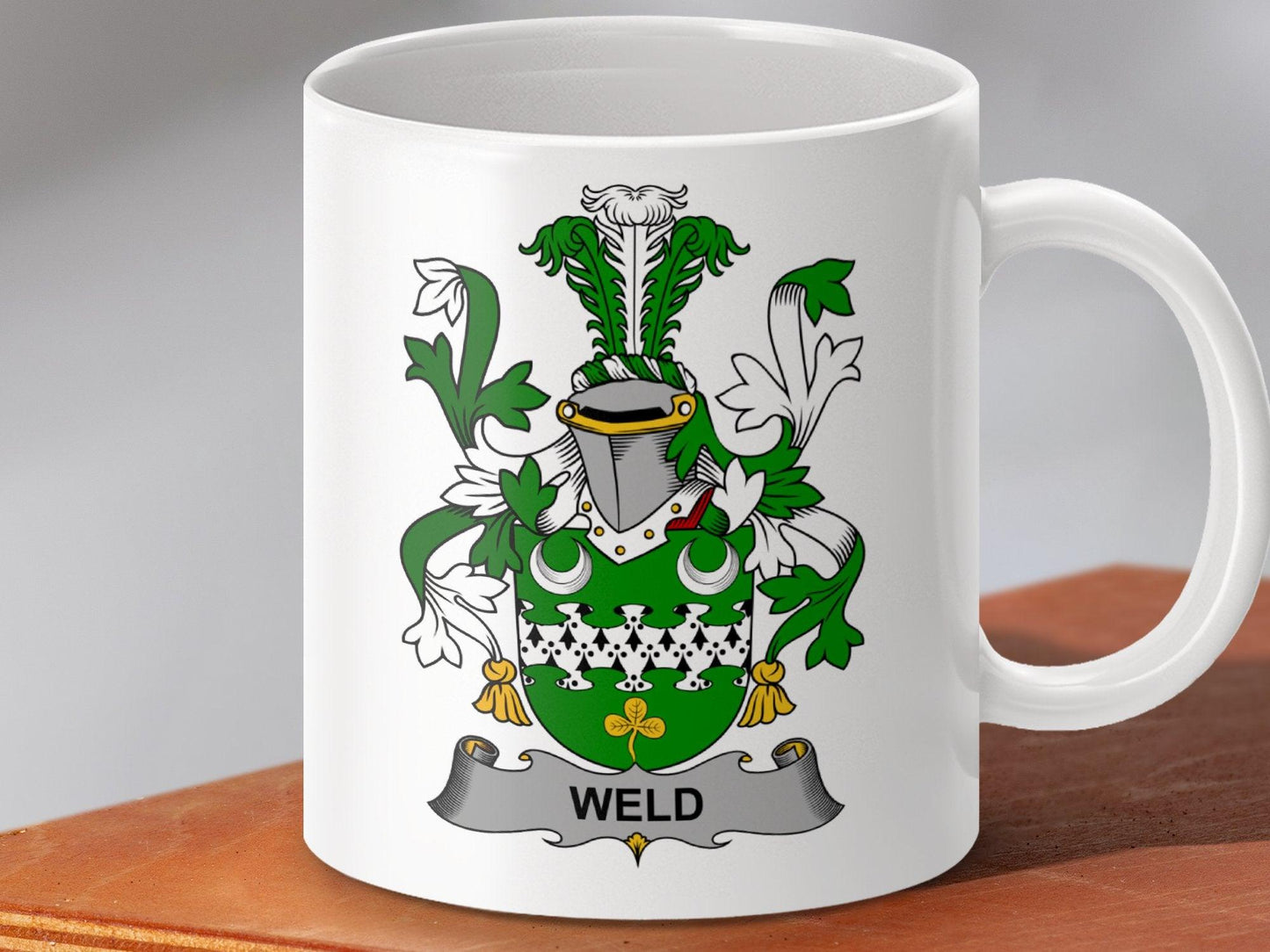 Weld Family Coat of Arms Shield Emblem Crest Mug - Celtic Ancestry Gifts