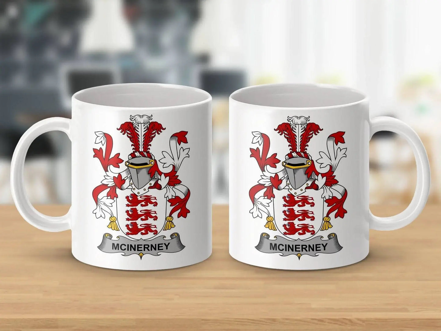 McInerney Irish Family Crest Coat of Arms Design Mug - Celtic Ancestry Gifts