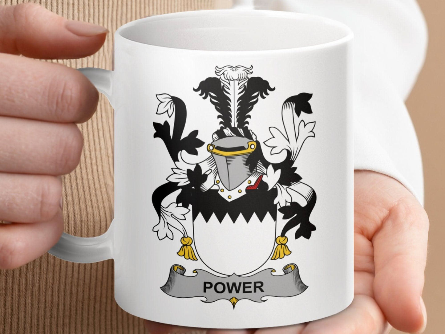Power Family Crest with Coat of Arms Mug - Celtic Ancestry Gifts