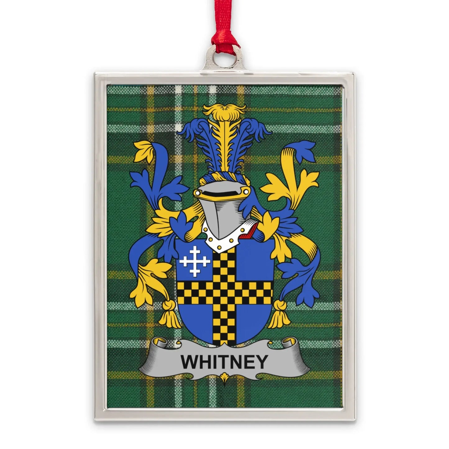 Whitney Family Crest Green Tartan Hanging Ornament product type