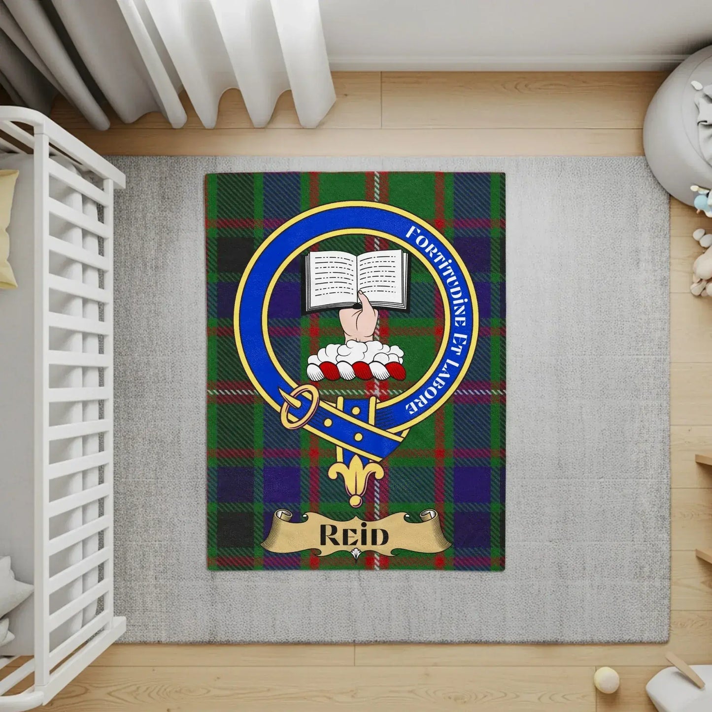 Reid Clan Crest Tartan Background Large Rug product