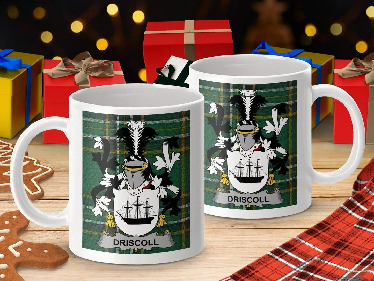 Driscoll Surname Family Crest Irish Tartan Mug - Celtic Ancestry Gifts