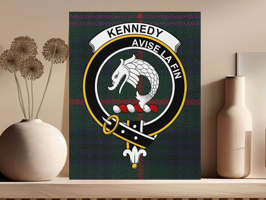 Kennedy Scottish Tartan Clan Crest Canvas - Celtic Ancestry Gifts