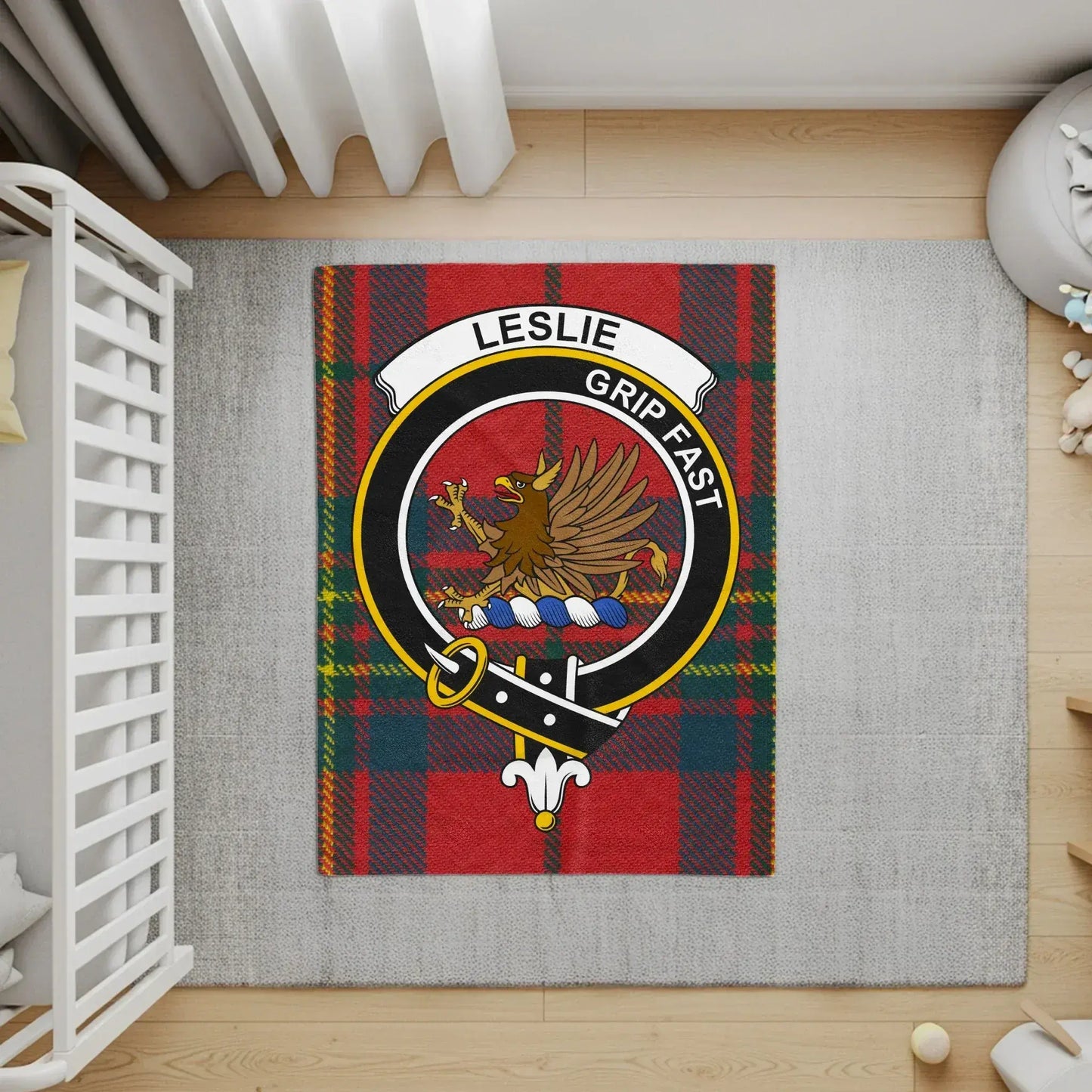 Scottish Tartan Rug with Leslie Clan Crest design product