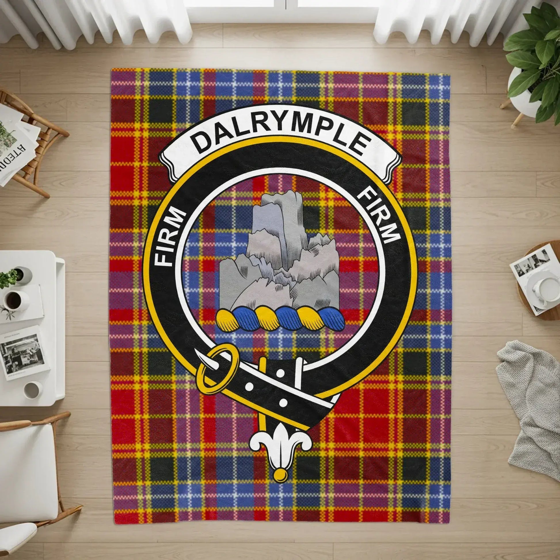 Dalrymple Clan Tartan Crest Badge Plaid Area Rug product