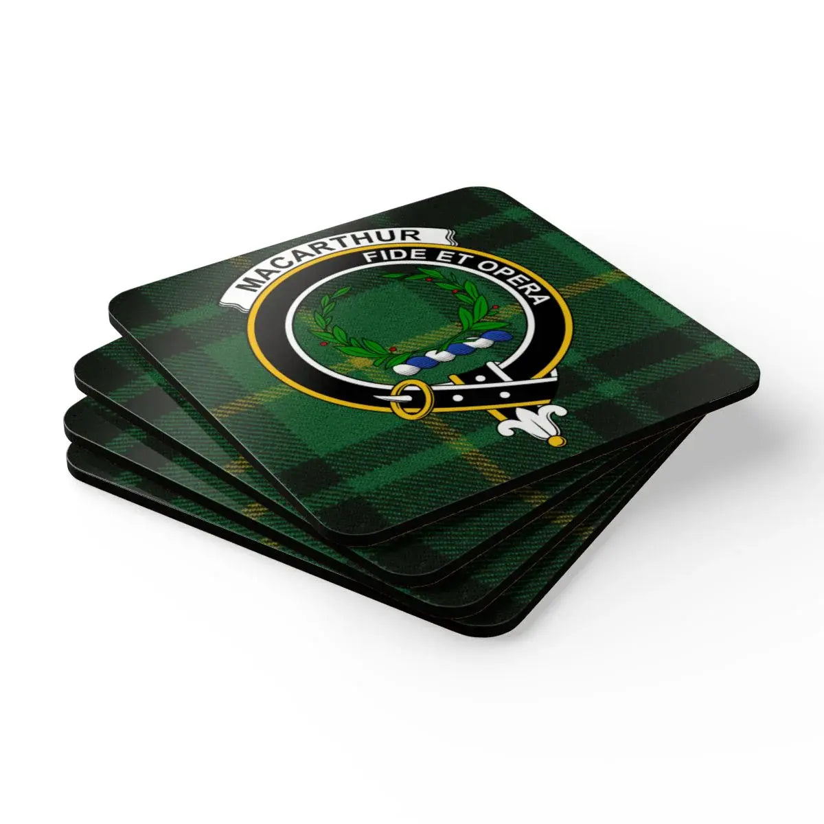 Macarthur Fide Et Opera Plaid Design Coaster product