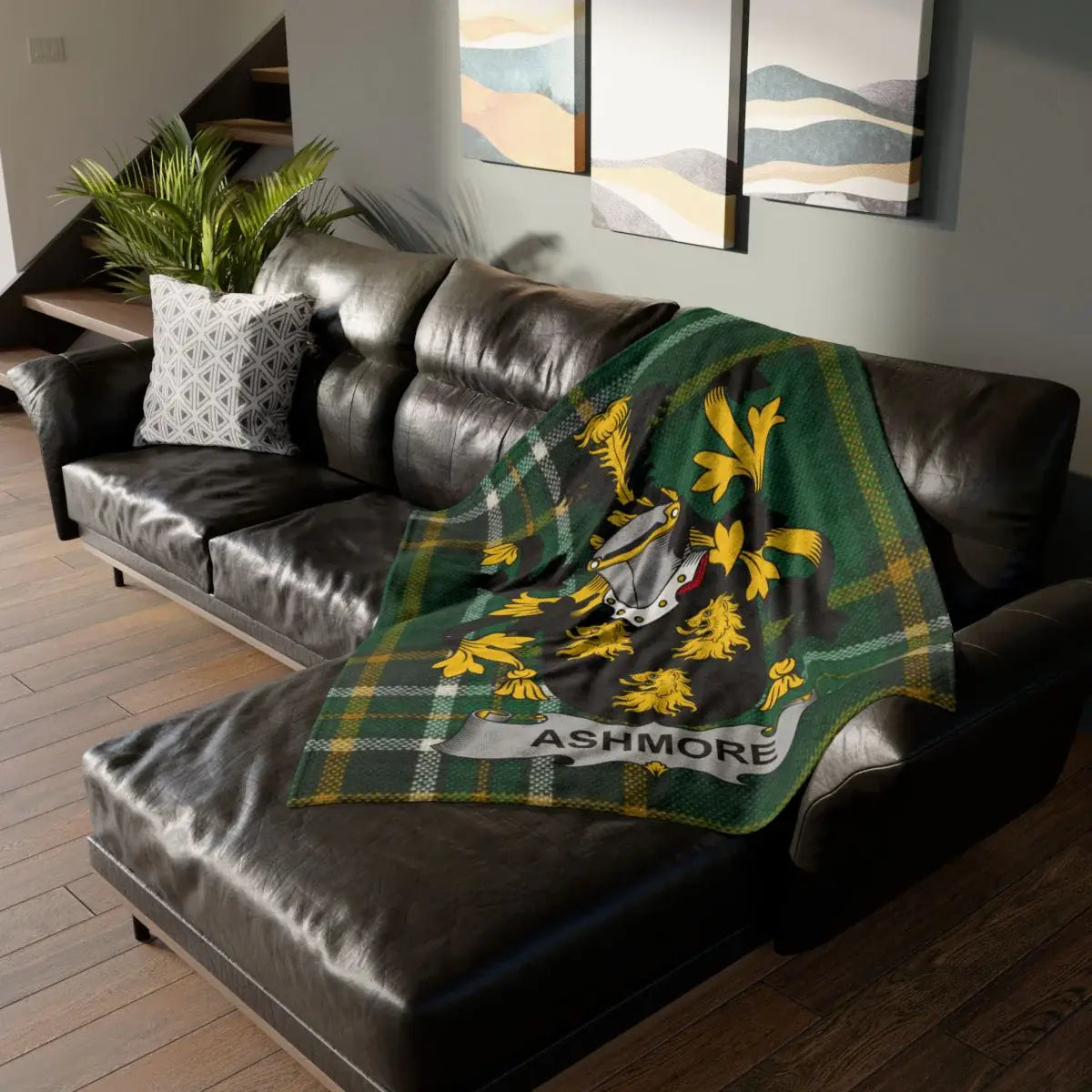 Ashmore Family Crest Tartan Pattern Throw Blanket product