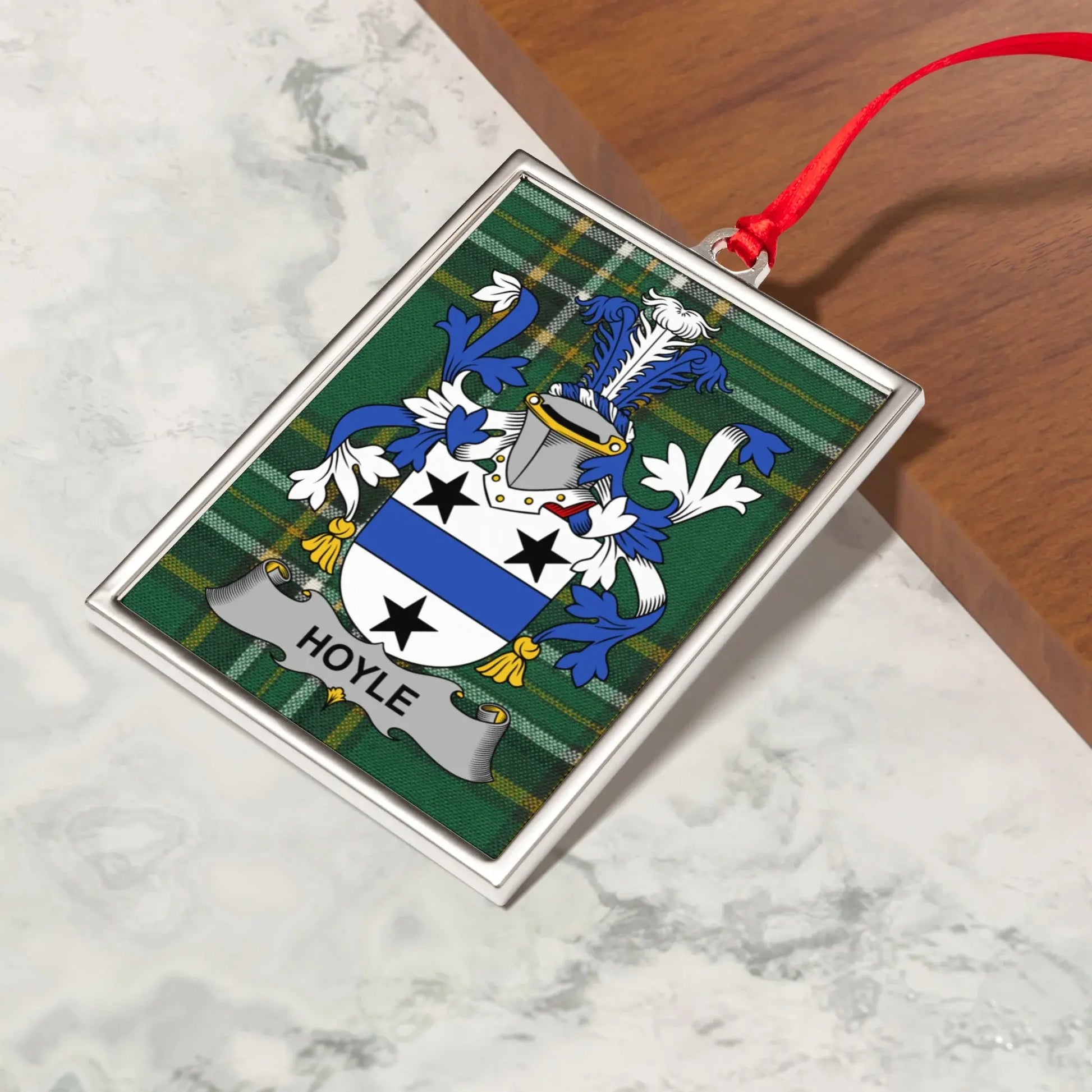 Hoyle Family Crest Plaid Pattern Holiday Ornament product