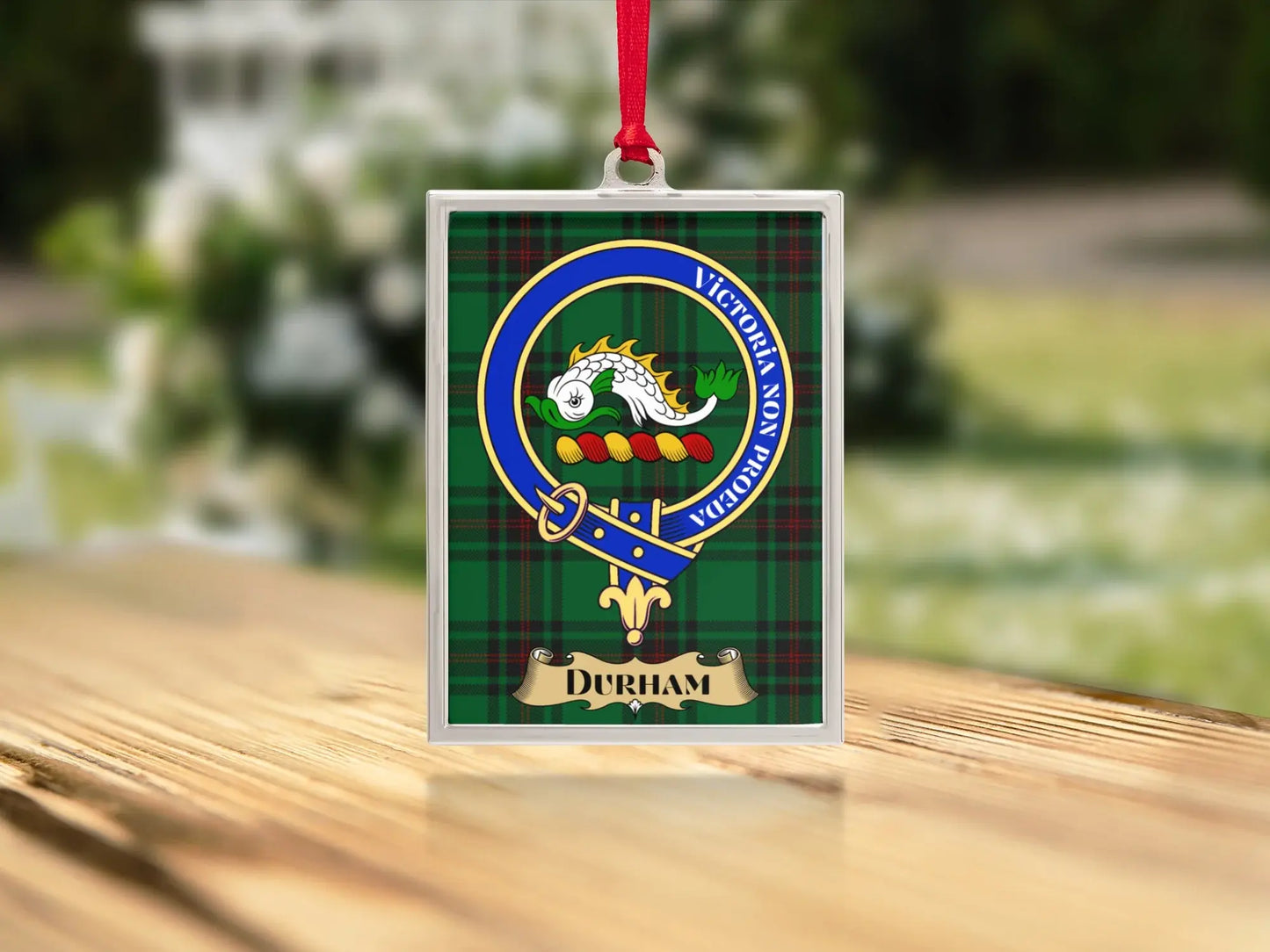 Unique Durham Clan Crest Plaid Background Hanging product