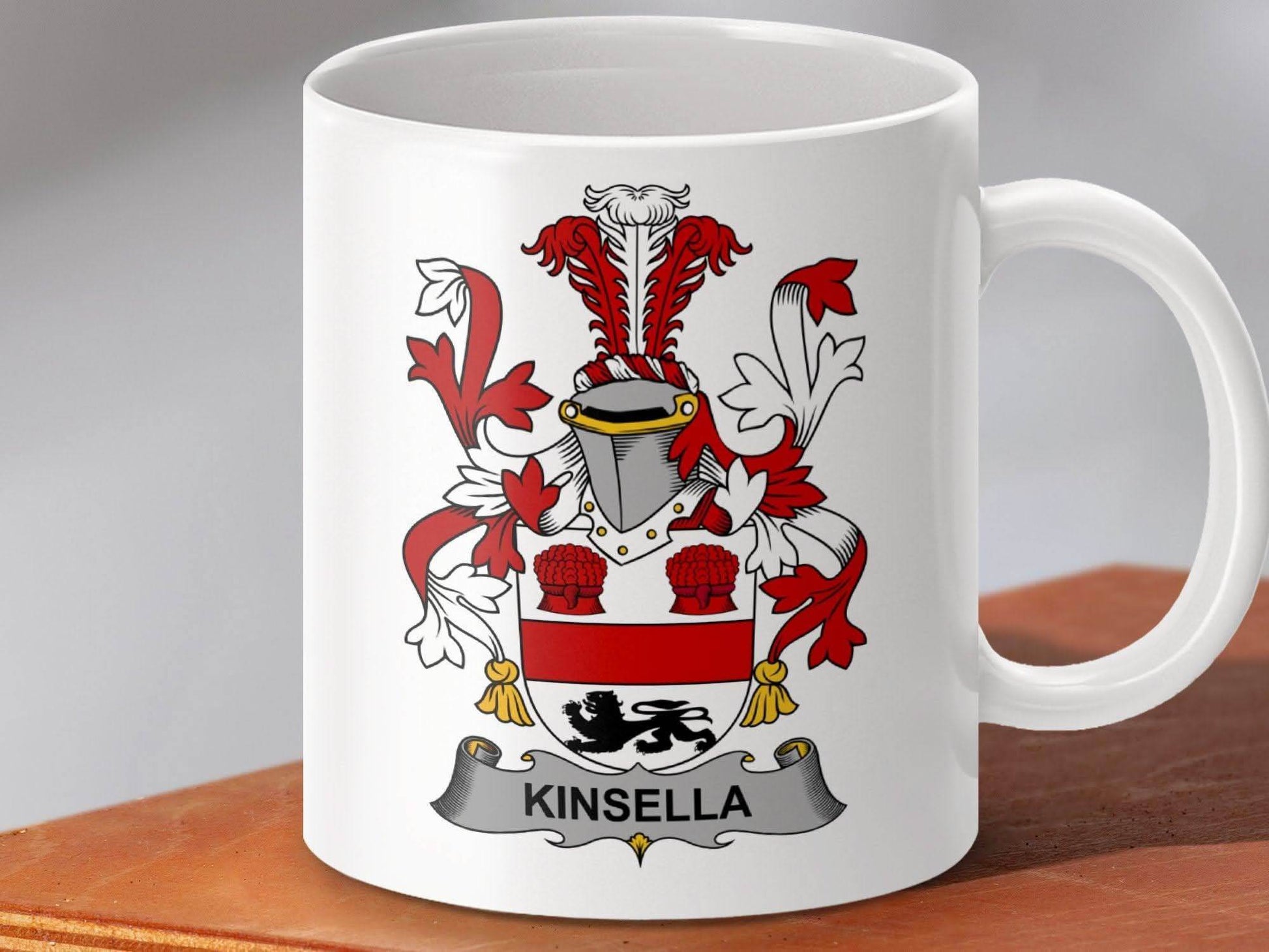 Kinsella Surname Irish Family Heritage Crest Graphic Mug - Celtic Ancestry Gifts