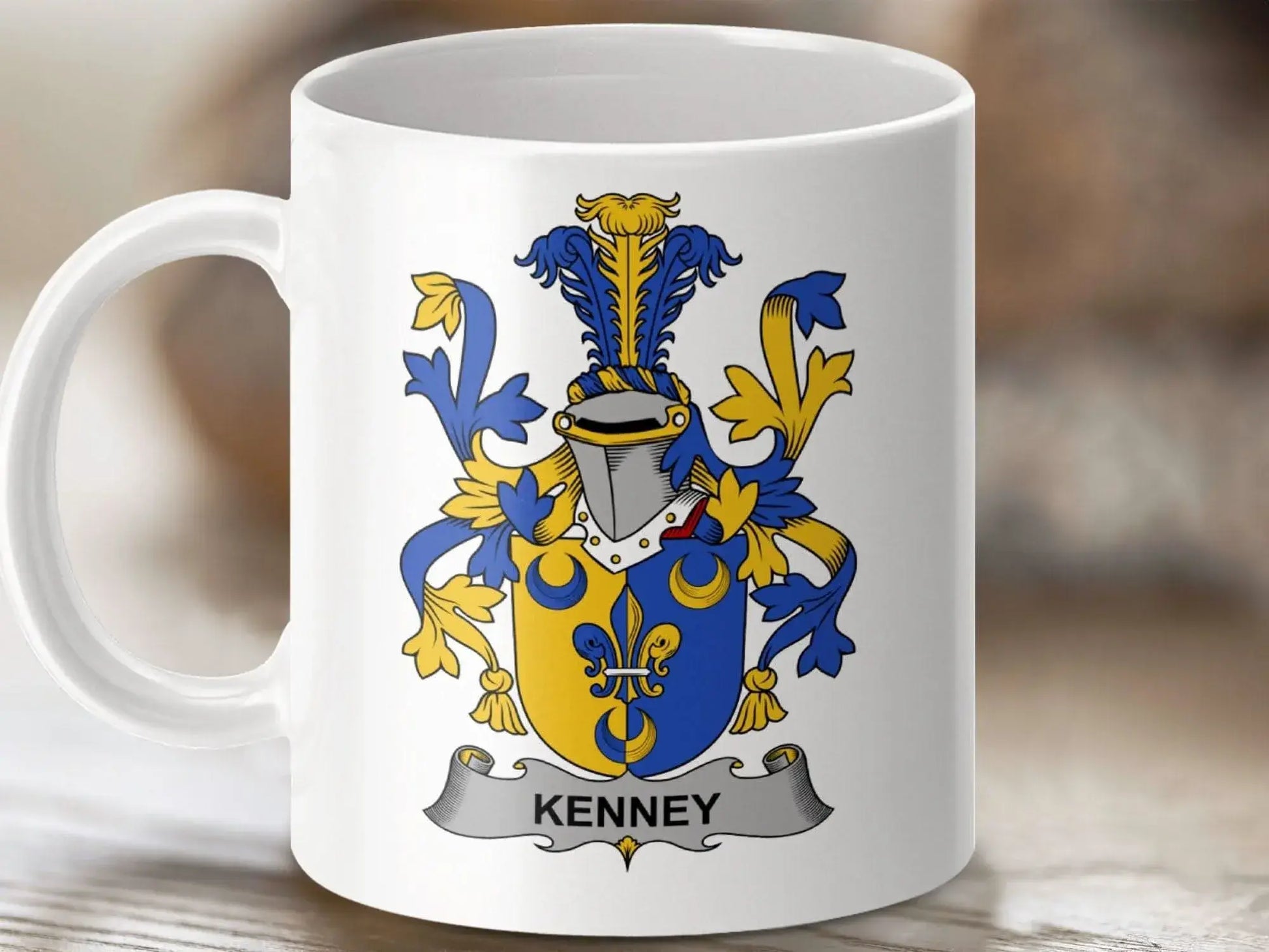 Kenney Surname Irish Family Crest Heritage Design Mug - Celtic Ancestry Gifts