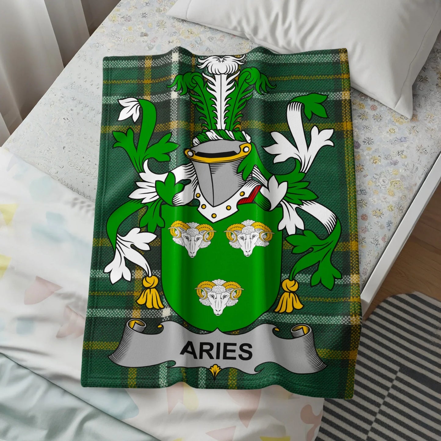 Aries Plaid Tartan Custom Family Crest Blanket product type