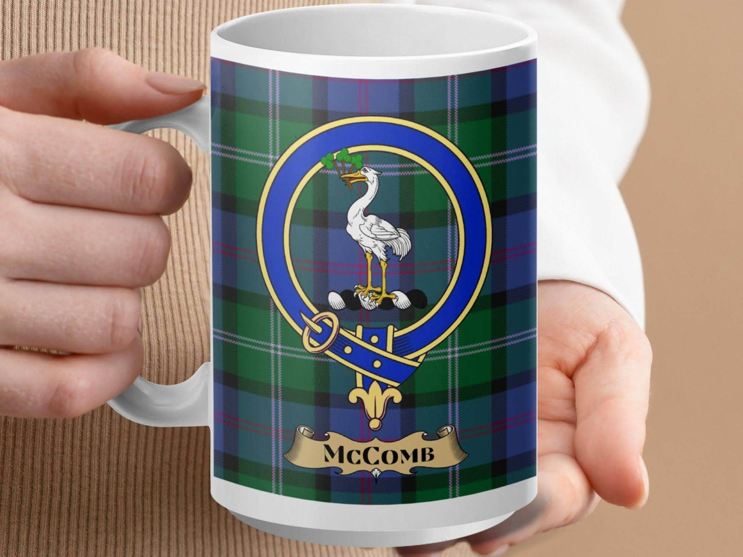 McComb Family Crest Tartan Wreath Design Mug product