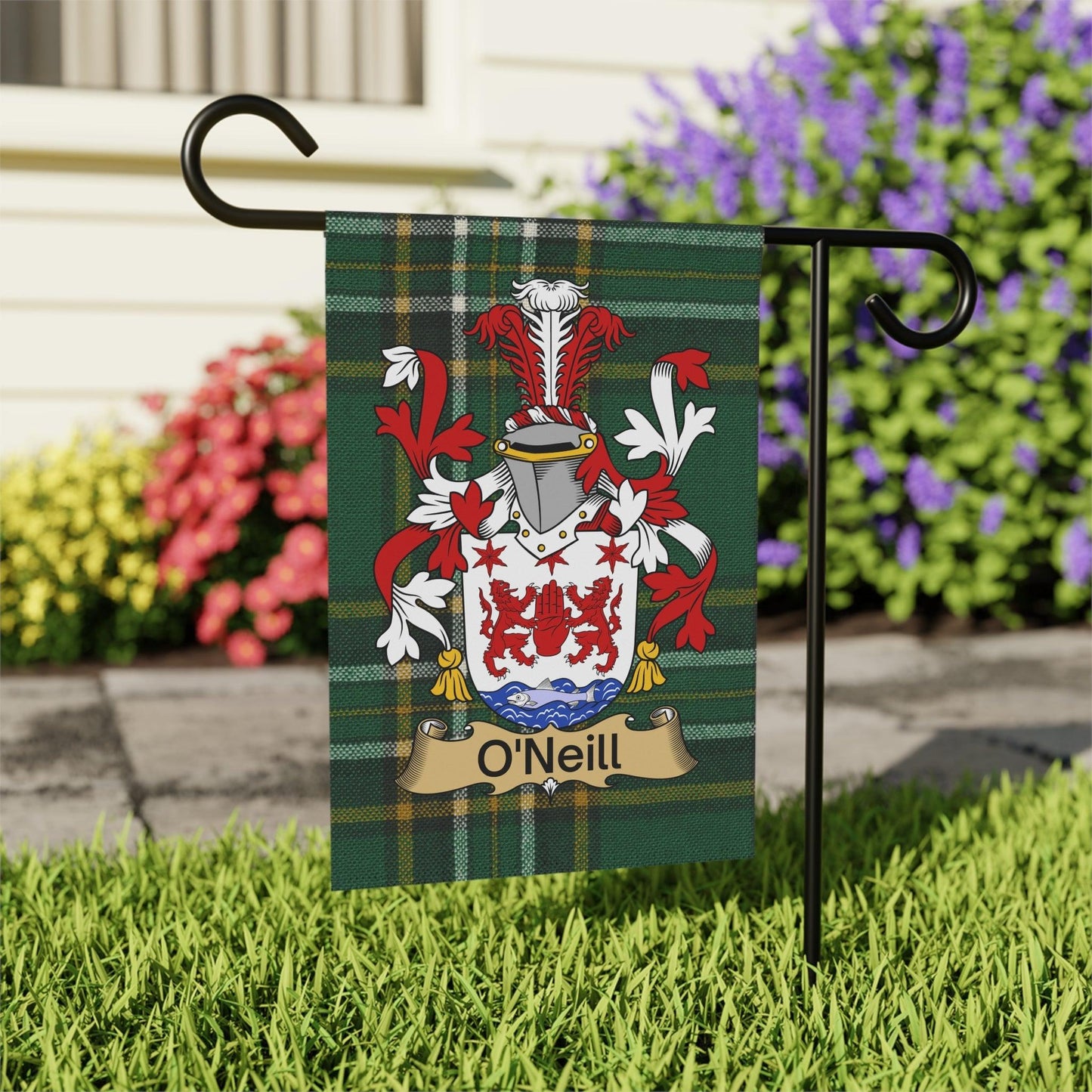 Custom Irish Surname Coat of Arms Tartan Flag