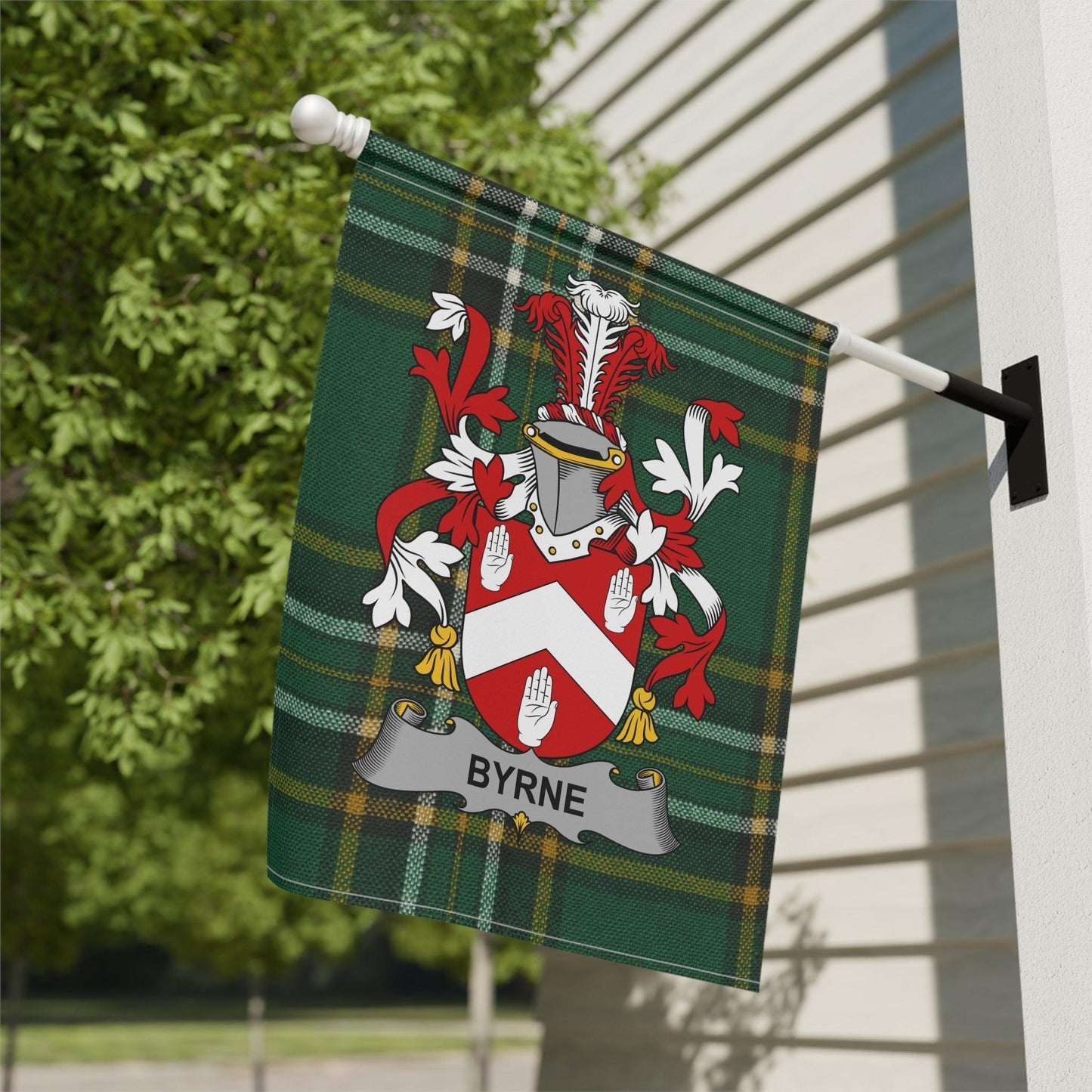 Custom Irish Surname Coat of Arms Tartan Flag